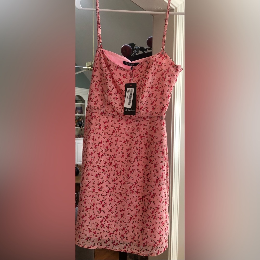 NWT  NASTY GAL Baby Pink Floral Dress  Size 4